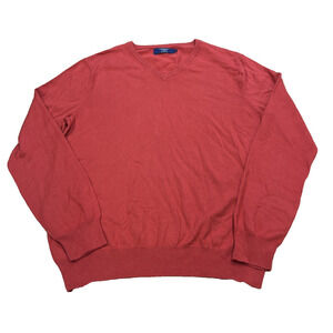 J. Crew Cotton Cashmere V Neck Pullover Sweater Size Large Red Preppy Classic